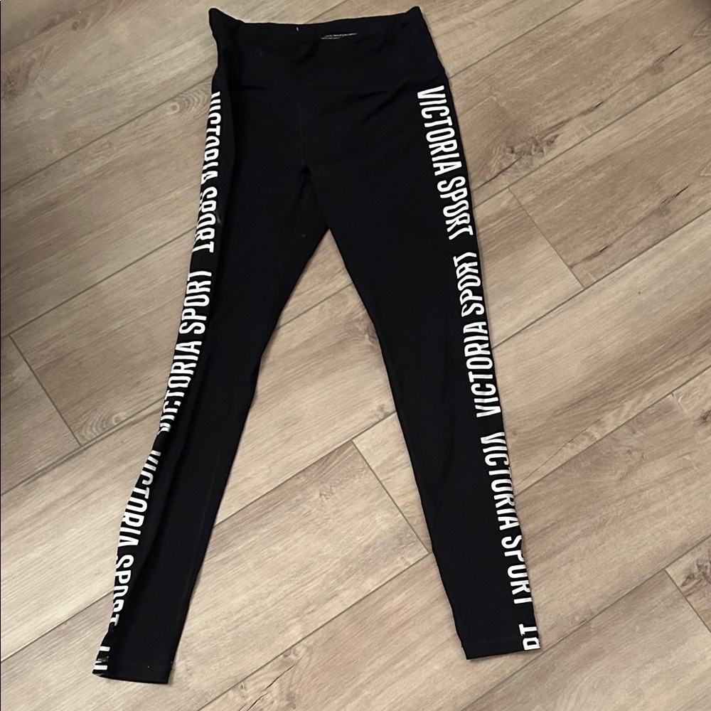 Victoria's Secret Black Leggings with White Logo